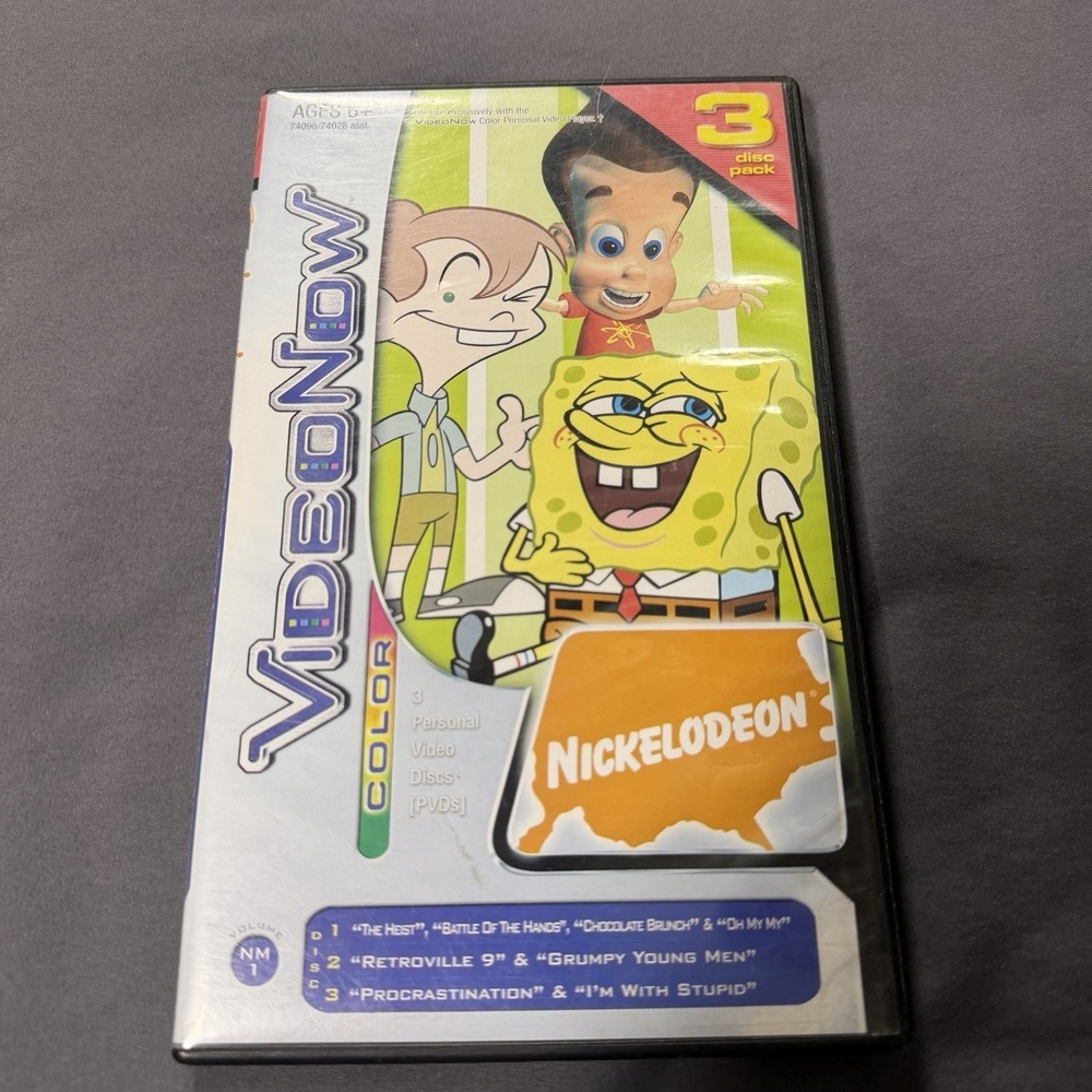 Hasbro Video Now Color Nickelodeon Spongebob Jimmy Neutron 3 PVD Disc‎ Pack
